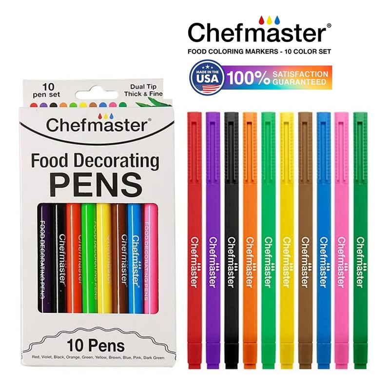 Chefmaster Edible Marker Pen set of 10 colours